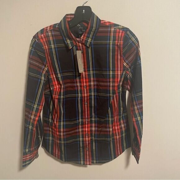 NWT J. Crew Slim Stretch Perfect Shirt Stewart Tartan- Size 4P - Picture 3 of 6